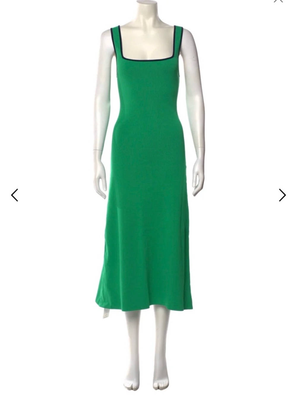 STAUD Green Square-Neck Knit Midi Dress - Picture 4 of 7